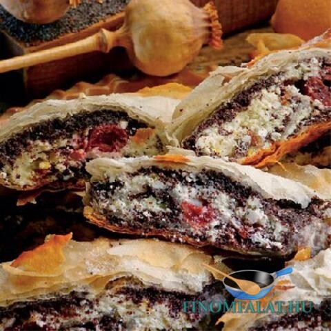Túrós-mákos-meggyes rétes recept